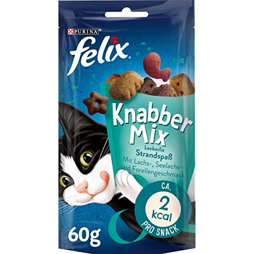 FELIX KnabberMix Strandspaß Katzensnack, Knusper-Leckerlie mit Fisch-Geschmack, 8er Pack (8 x 60g)