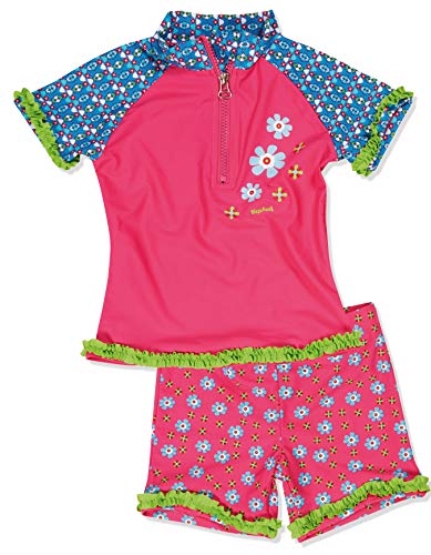 Playshoes Unisex Kinder zweiteilig Schwimmshirt Badeshorts Badebekleidung Uv-schutz Bade-set Blumen 98-104