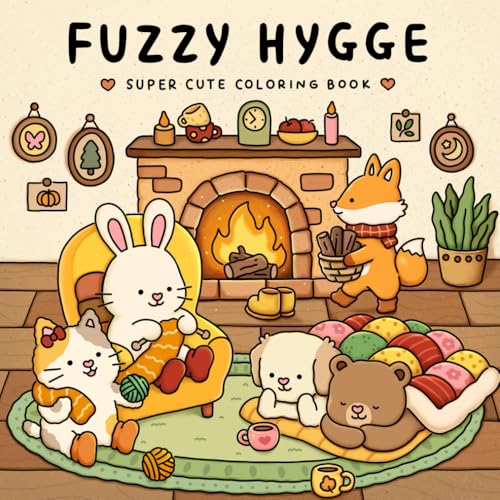 Fuzzy Hygge: Cute and Cozy Coloring Book for Adults & Teens Featuring Adorable Animals Characters for Stress Relief (Fuzzy Friends Coloring, Band 2)