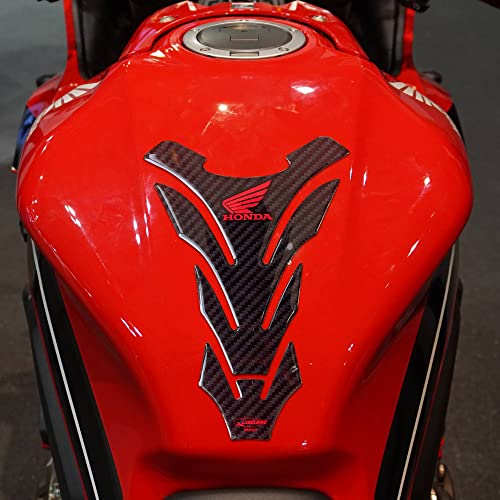 labelbike - Tankpad Aufkleber aus 3D-Gelharz mit offizieller Honda-Lizenz zur Dekoration und zum Schutz des Motorradtanks - Carbon Effekt und rotes Honda-Logo