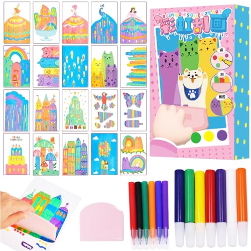 Kratzbilder für Kinder,35 Stück Regenbogen Kratzkunst Kinder DIY Regenbogen Kratzbilder,Scratch Art DIY Kratzbilder Set Kratzbild Set Scratch Painting zum Zeichnen und Basteln für Jungen Mädchen