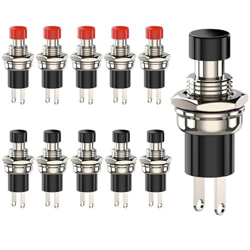 10 Stücke Mini Taster Momentane Druckschalter Lockless 2 Pins 1A250V SPST ON/OFF Taste Schalter für Horn KFZ Auto Armaturenbrett Boot