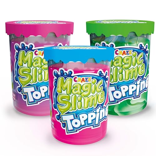 CRAZE MAGIC Slime Topping Magic - 3er Set Schleim Kinder in 3X 70 ml Dose mit Glitter & verschiedenen Toppings - Slime Set sicher & rückstandsfrei