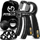 FitBeast Handtrainer Trainingsset (5-teilig), 2 Unterarmgriff Einstellbare Widerstand Handgreifer, Fingerdehner, Griffball & Stressabbau-Griffball für Athleten