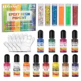 Epoxidharz Farbe - ERCorArt 12 Epoxidharz Farben Flüssiger mit 6 Glitzern, Konzentrierte Epoxidharz Farbe Set füR Epoxy Resin Transparent,DIY Schmuckherstellung, UV Harz, Resin Gießharz - je 6 ml