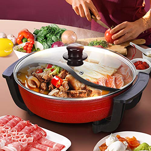 220V Elektrische Kochplatte 6L Twin Hot Pot Shabu Induktion Feuertopf Suppentopf Kochgeschirr Elektrische Hot Pot Antihaftbeschichteter chinesischer Hot Pot