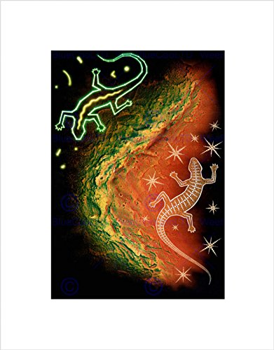 Painting Drawing Aboriginal Australian Lizard Style Framed Art Print B12X13155