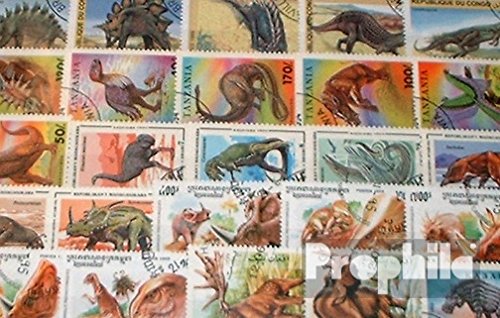 Prophila Collection Motive 50 Verschiedene Prähistorische Tiere Marken (Briefmarken für Sammler) Amphibien/Reptilien/Saurier
