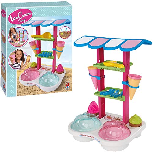Simba 107102532 - Eisdiele, 13 Teile, 26x34x46cm, Sandspielzeug, Sandkasten, Eiswaffeln, weiß