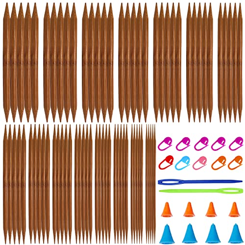 Stricknadel Bambus Set 15 Größen (75 STK.) Nadelspiel Set,Stricknadeln für Socken,Stricknadeln mit Stricken Zubehör, Stricknadeln Set 2 mm-10 mm