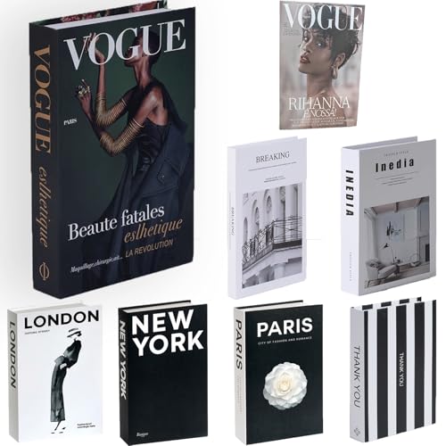8 Stück Dekorative Bücher für Heimdekor Gefälschte Bücher Kartonschachtel nur Gefälschte Bücher Display Bücher Dekobücher für Büro Couchtisch Regale