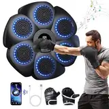 Music Boxing Machine, Musik Box Maschine mit Boxhandschuhen, Smart Musik Boxmaschine mit Bluetooth und Einstellbarer Geschwindigkeit, Wand Ziel Trainingsgeräte für Erwachsene und Kinder (Schwarz)