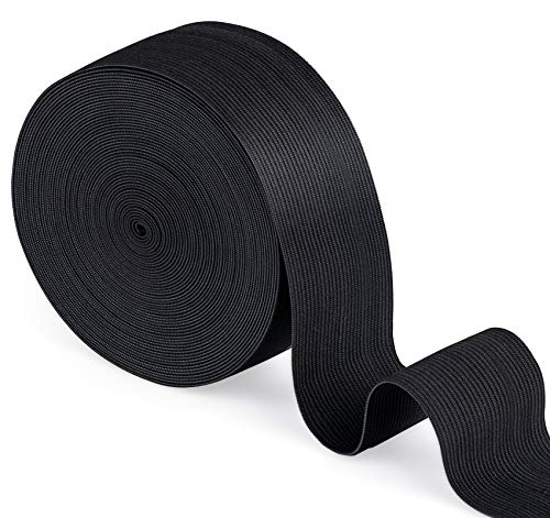 Agoer Gummiband Schwarz 40mm Breit - 10 Meter (11 Yards) Gummilitze Elastisches zum Nähen, Elastic Band für Haushalt DIY Handwerk