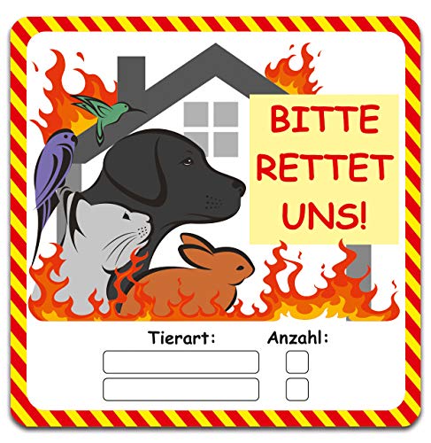 Tierfinder 2er Set Aufkleber Brandschutz Leitsystem für Feuerwehr Notfall Brand Rettung Haustiere Hund Katze Kleintiere Sticker Tür Fenster R119 (PVC Folie)