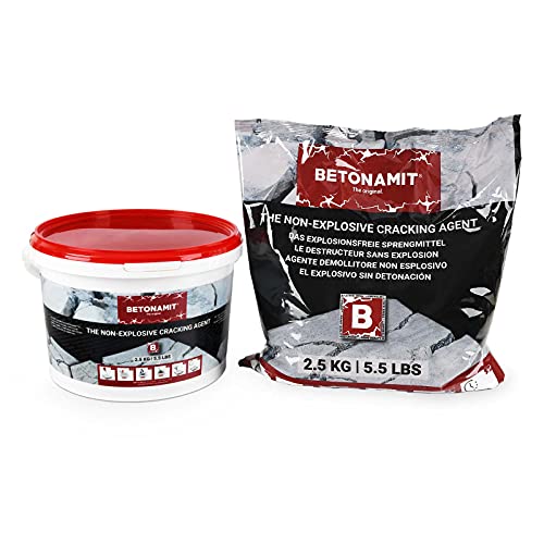 BETONAMIT® Original 2.5 kg explosionsfreies Sprengmittel für erschütterungsfreie Zerkleinerung von Fels, Stein u.Beton kein Sprengschein erforderlich auch für Heimwerker sehr einfache Anwendung