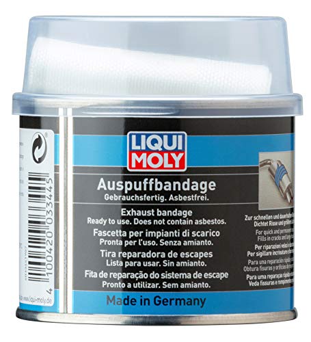 LIQUI MOLY, Art 334, Hitzebeständige Auspuff-Paste + Glasfasergewebe-band (100 cm lang und 6 cm breit)