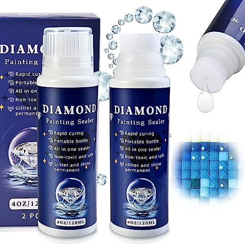 Cieex 2 Stück Diamond Painting Versiegelung, Transparente Diamond Painting Kleber, Diamond Painting Zubehör zum Glitzereffekt und Schutz von Diamanten (240 ml)