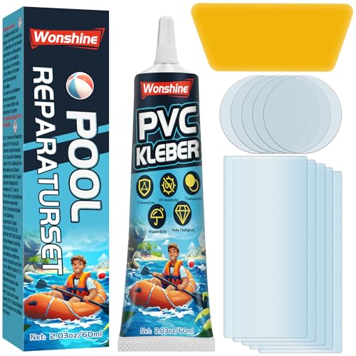 Pool Reparaturset, Pool Flicken Wasserdicht, Luftmatratze Reparaturset, Durchsichtige Repariert Eine Vielzahl Von Aufblasbaren Gegenständen, Poolfolie, Kajaks, Schlauchboot (60ml) (DEpvc-w01)