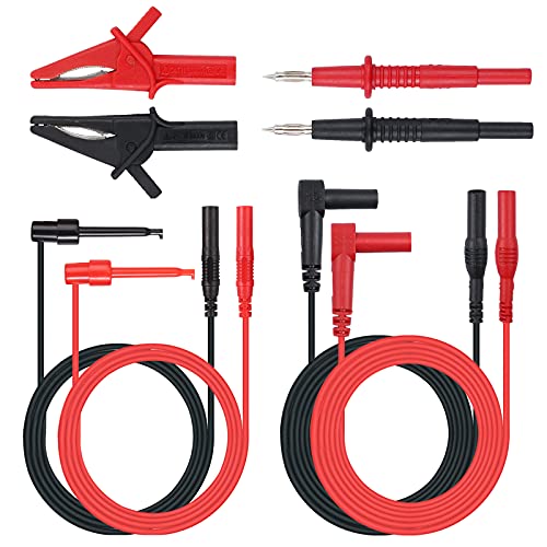 Justech 8er Multimeter Messleitungen Profi elektronisch Test- Messleitungen -Zubehör-Gepäck Bananenstecker Erweiterungen Mini-Haken Alligator Krokodilklemme für Schule Uni Labor Fabrik usw.