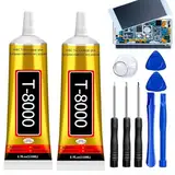 Handy Kleber Rückseite, Handy Display Kleber, Display Kleber Smartphone, 2PCS T8000 110mlx2 Transparent Handy Kleber Sekundenkleber Bastelkleber Mehrzweckkleber für Elektronik Schmuck DIY