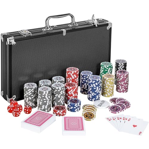 GAMES PLANET Pokerkoffer mit 300 Laser-Chips, Silver/Gold/Black Edition - Auswahl: Black