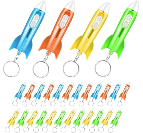 Piucrty Mitgebsel Kindergeburtstag Raketen Mini Taschenlampe Schlüsselanhänger Kinder 24Pcs Nützliche Gastgeschenke Kleinigkeiten Give Aways Tombola Preise Kleine Geschenke Wundertüte Goodie Bag