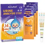 Accufast Urin Teststreifen für 14 Indikatoren - 20 Stück Einzeln Verpackt - Gesundheitstest mit Referenzfarbkarte für Zuhause - Urin Test für Harnwegsinfekt - Urinanalysestreifen Selbsttest