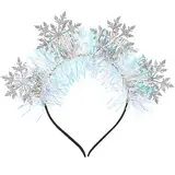 VALICLUD Schneeflocken Stirnband Weihnachten Glitzer Haarband Winter Schnee Haarreifen Krone Weihnachten Kopfschmuck Für Cosplay Weihnachten Haar Party Zubehör Zubehör Silber