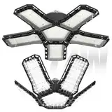 YRHome LED Werkstattlampe Faltbare Werkstatt Deckenleuchte Kaltweiß 6500K Garagenlampe Verformbare Deckenlampe Garagenleuchten E26/E27 für Lager Werkstatt - mit 5 Verstellbaren Paneelen - 72W - 2 PCS