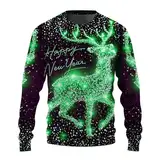 WKAYsIV Pullover 56 Freizeit 3D-Digitaldruck Weihnachten Digitaler 3D-Gedruckter Pullover ohne Kapuze Galaxy Sweatshirt Kinder (Green, L)