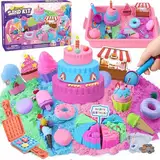 Toyssa Eisdiele Spielsand Sandspielzeug Eis Magic Sand Koffer mit 900g Knetsand Kuchenform Spielgeld Eis Spielzeug für Kinder, Spielsand Set Zaubersand Geschenk für Kinder Mädchen 3 4 5 6 7 8 Jahre