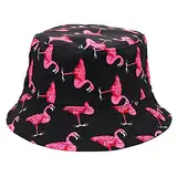 Umeepar Fischerhut Sonnenhut 2 in 1 Wendbares Sommerhut Hut for Damen Herren (Flamingo Schwarz)