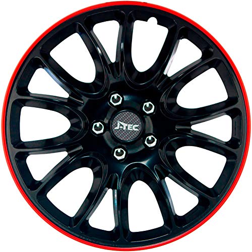 Satz J-Tec Radzierblenden Hero GTR 16-Zoll Schwarz/Rot unrandet