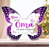 Joyvado Oma Geschenk, Geschenk für Oma, Oma Schmetterlings-Acryldekoration - Sinnvolle Geschenk für Oma zum Muttertag Geburtstag Weihnachten