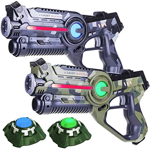 Light Battle Laser-Tag Set - 2 Laserpistolen (camo grün, camo grau) + 2 Ziele - LBAP22256