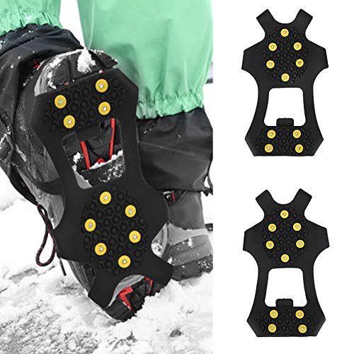 Diyeeni Erwachsene Anti Rutsch Schuhspikes mit 10 Zähne, Schuhkrallen Ice Klampen Schnee Spikes, Sohle Schutz Band vor Ausrutschen für Winter Bergsteigen Angeln