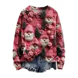 SHOBDW Pullover Übergröße Weihnachtspulli Baumwolle Damen Weihnachts Strickjacke Damen Damen Kleid Weihnachten Pullover Schneemann Pulloverdecken Frauen Weihnachtliches Sweatshirt Damen