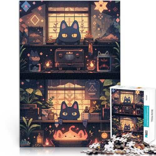 1000-teiliges Puzzle für Erwachsene Herausfordernd Schwierig Gemütliches Katzenheim Geschenke für Freunde und Familie38x26cm