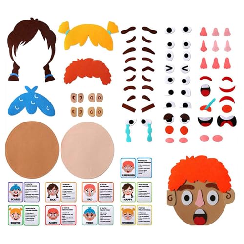 Spielen mit Lernen Mitglieder - Felt Adesions emotionales Lernset | Interaktion Emoticon Aufkleber für Kinder für interaktiven Multiplayer für Schule, Park, Auto, Outdoor