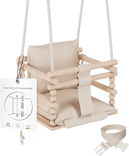 MAMOI® Babyschaukel, Schaukel Indoor, Holzschaukel für Baby und Kinder, Kinderschaukel, Schaukeln aus Holz, Kleinkinderschaukel für kinderzimmer und türrahmen, 3 in 1