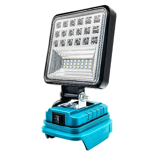 Akku Lampe Für Makita 18v, 48W 3800LM Led Arbeitsleuchte, Led Strahler Tragbares Flutlichter Baustellen Lampe,Akku Scheinwerfer mit USB Für Camping, Autoreparaturen, Notfall