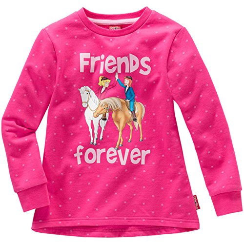 Kinder Mädchen Sweatshirt Bibi und Tina Friends Forever Pullover Sweater Pulli Pink 98 bis 152, Größe:128