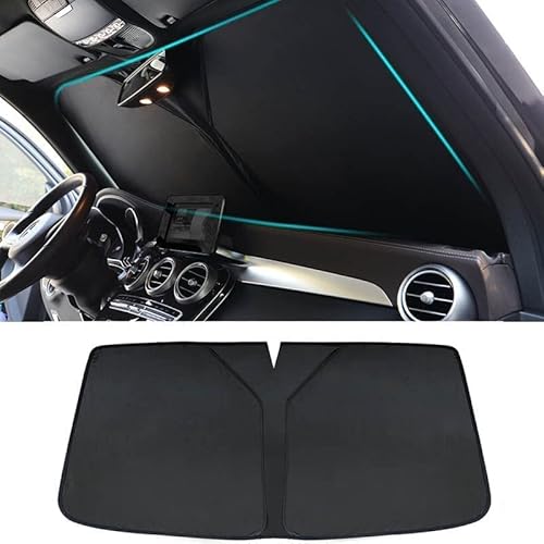 TONTEK Auto-Windschutzscheiben-Sonnenschutz, für Skoda Enyaq iV Karoq Kodiaq, Anti-UV, Frontscheiben-Sonnenschutz, dekoratives Zubehör,Black