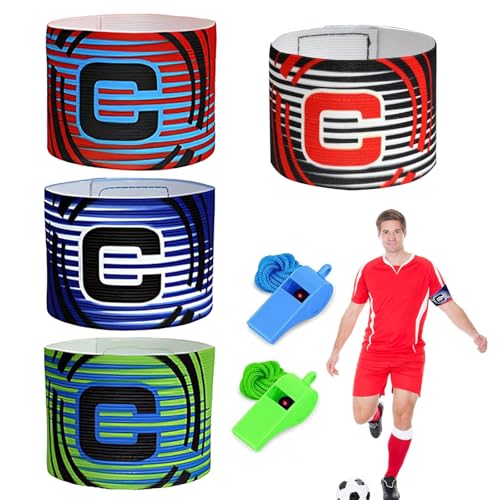 KARELLS 4 Stück Kapitänsbinde Fussball, Fußball Kapitänsbinde Armbinde, Kapitänsbinde Fußball Armbinde, Kapitänsarmband Fußball, für Erwachsene Fußball, und Verschiedene Sportarten
