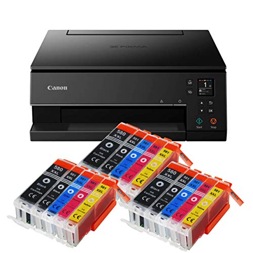 IC-Office TS6350a Farbtintenstrahl-Multifunktionsgerät All-in-One 3-in-1 (Drucker, Scanner, Kopierer, USB, WLAN, Apple AirPrint) Schwarz + 15 XXL Tintenpatronen