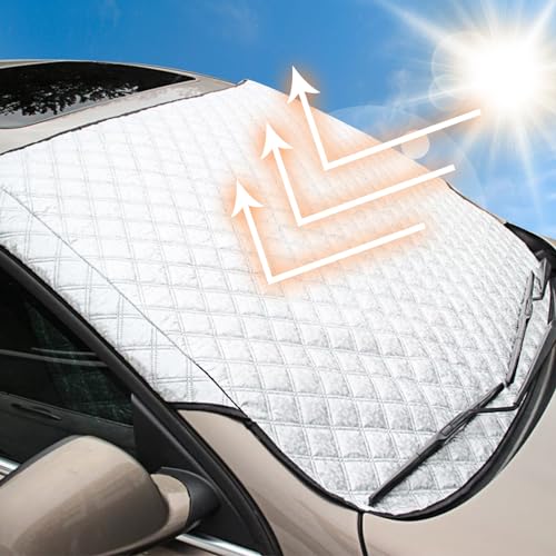 FREESOO Sonnenschutz Auto Frontscheibe, Auto Sonnenschutz Frontscheibe Innen, Frontscheibenabdeckung, Sonnenblende Vorne, Windschutzscheibe für Sommer Selbsthaftend UV Faltbar 147X100CM