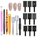 TAIHOBO 16 Stück Nail Art Werkzeug Magnetstift, DIY Magic 3D Cat Eye Magnet Stick Set, Verwendung mit Cat Eye UV Gel Pulver oder Nagellack, Magnetische Stift Katze für Nageldesign