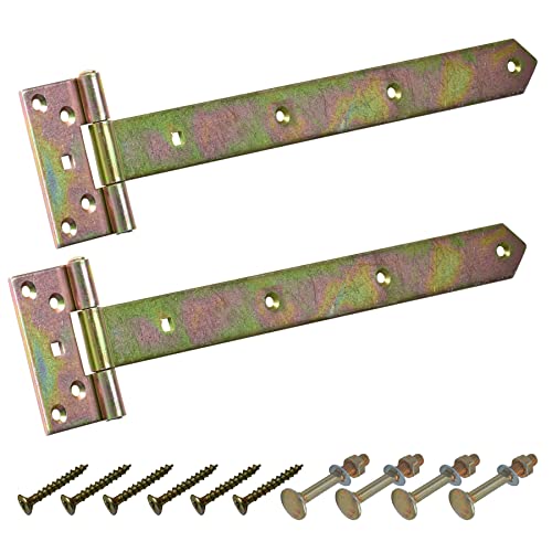 BRESKO Kreuzgehänge verzinkt T-Bänder Scharnier Torband Ladenband Türbänder Werfgehänge schwer 2er Set mit Schrauben (400x45x90 mm)