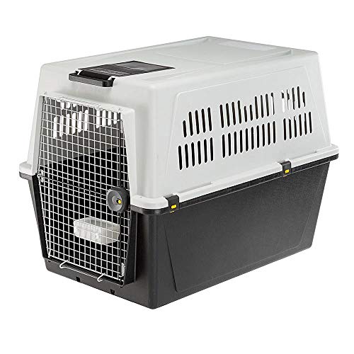 Ferplast Hundetransportbox Transportbox für große Hunde Atlas 70, Reisebox für Hunde, Sicherheitsverriegelung, Lüftungsgitter, 68,5 x 101 x h 75,5 cm Grau