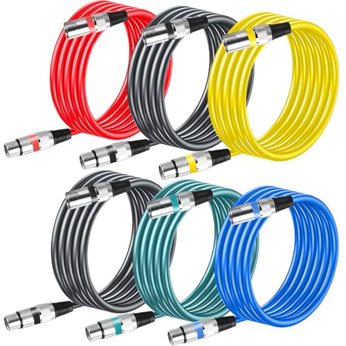 6 Stück 1.5M XLR Kabel Premium Symmetrisches XLR Mikrofonkabel, DMX-Mikrofon-Signalkabel-Verbindungskabel 3-poligen Adapter XLR Stecker auf Buchse Kabel für Studioaufnahmen und Live-Produktion